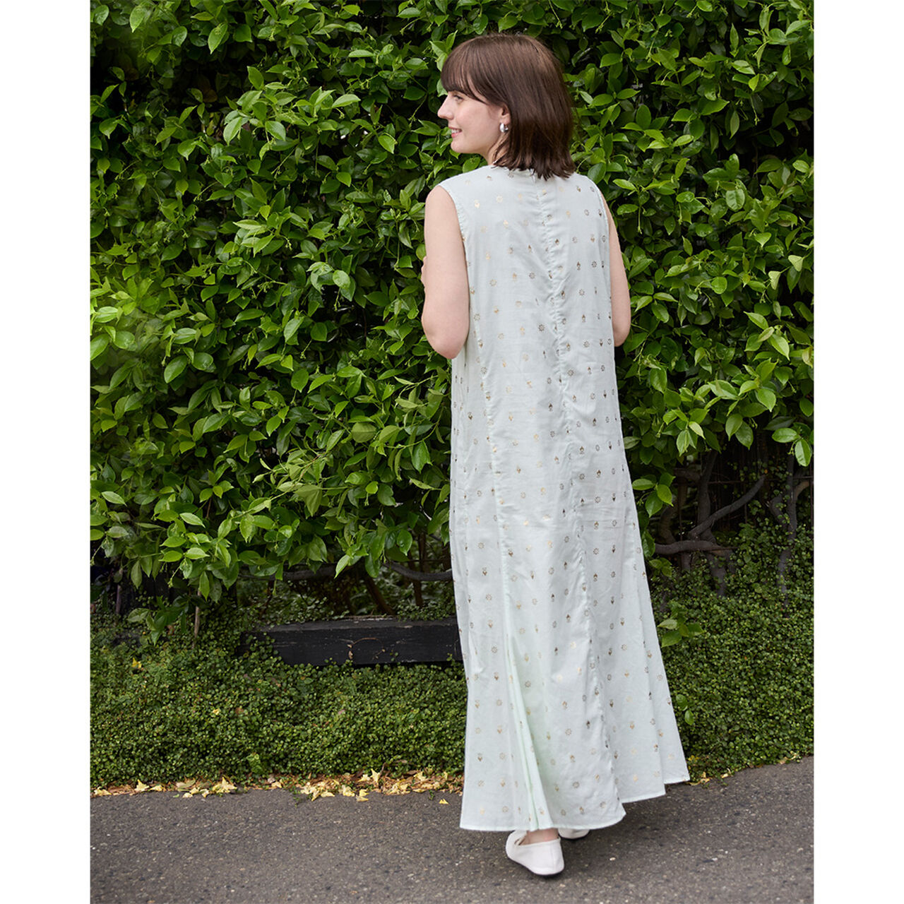 [Link] Foil Print One-Piece Dress,Light pink, large image number 2