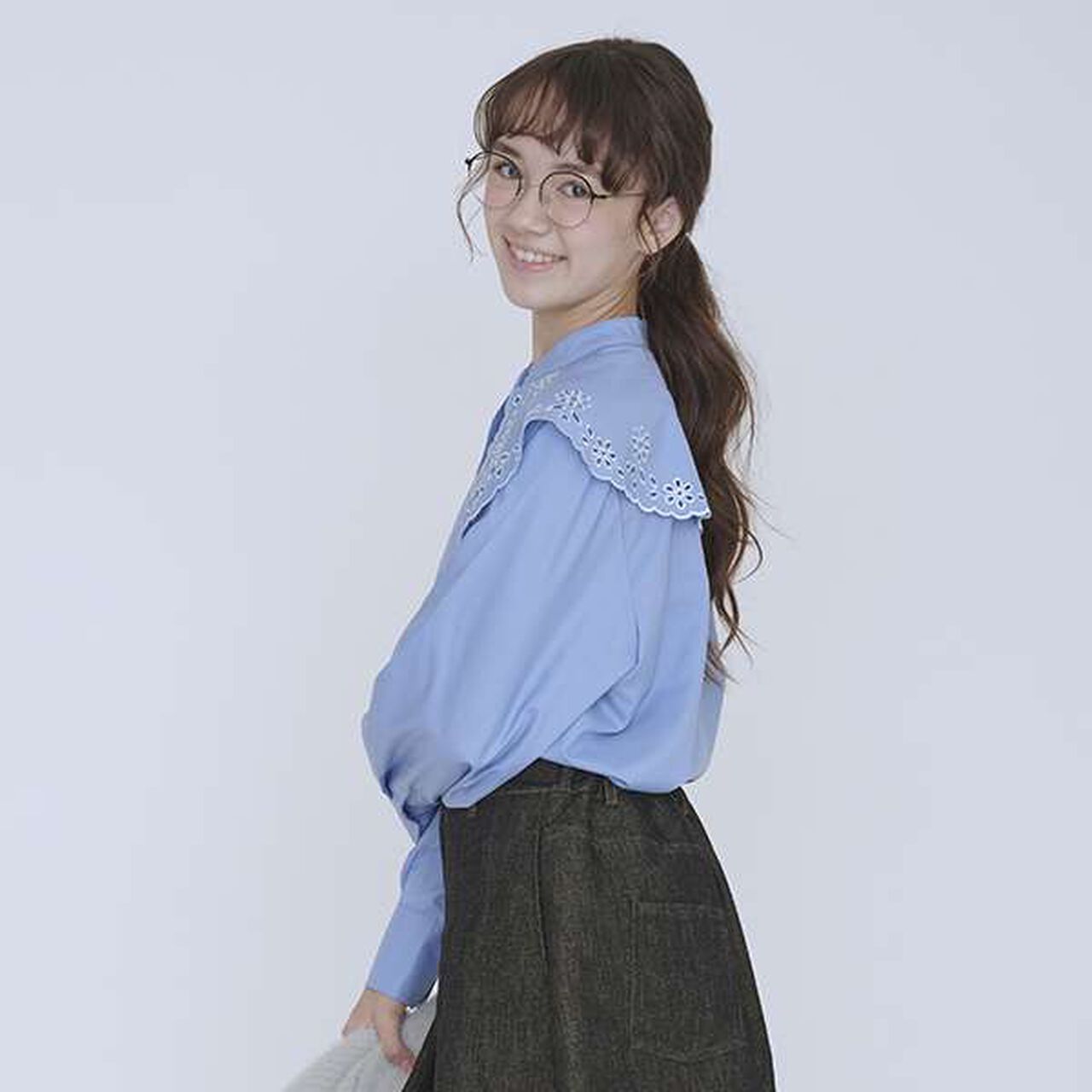 [AMI] Cutwork Stitch Big Collar Blouse,Off white, large image number 14