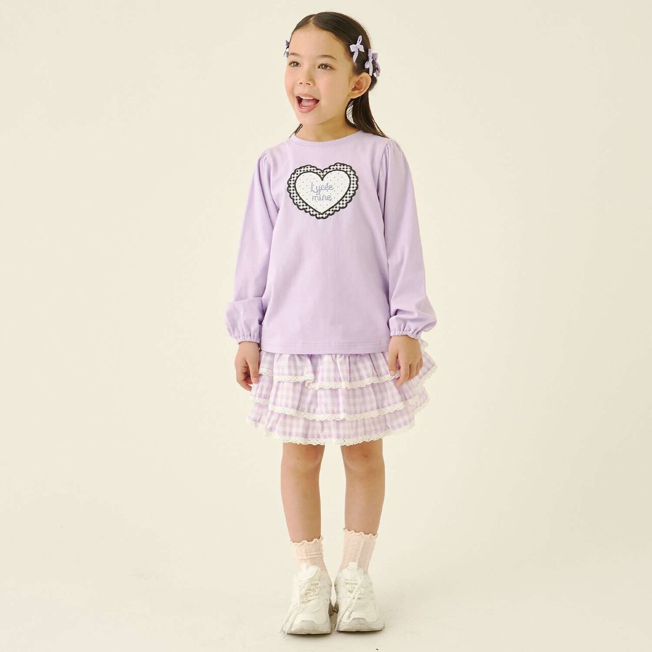 Quick-Dry UV Heart Print Puff Sleeve T-Shirt [Lycee Mine Ballet Series],Lavender, large image number 0