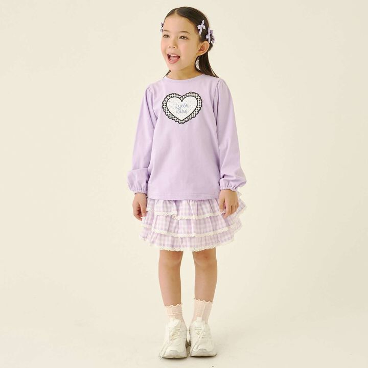 Quick-Dry UV Heart Print Puff Sleeve T-Shirt [Lycee Mine Ballet Series],Lavender, medium image number 0