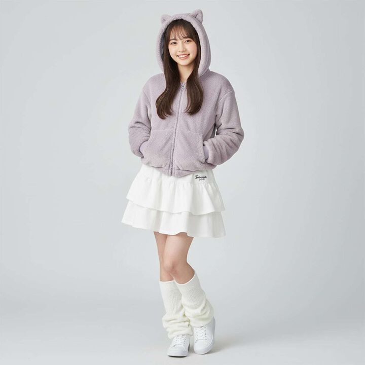 [Milky Coast] Cat Ear Fur Parka,Light gray, medium image number 10