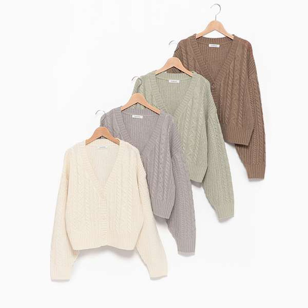 Washable Cable Knit Cardigan,Ivory, large image number 2