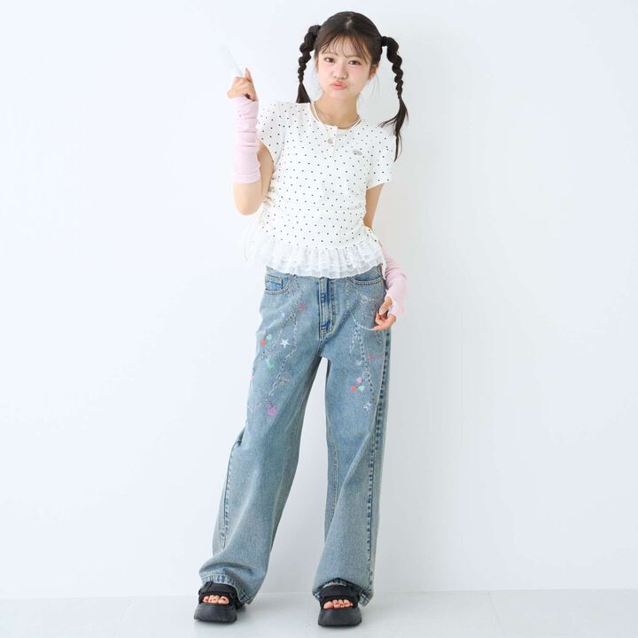 [LTXC] Charm Design Denim Wide Pants,Gray, medium image number 4