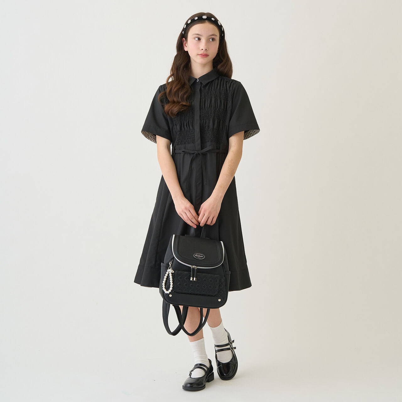 Quilted Design Bucket Backpack,Black, large image number 15