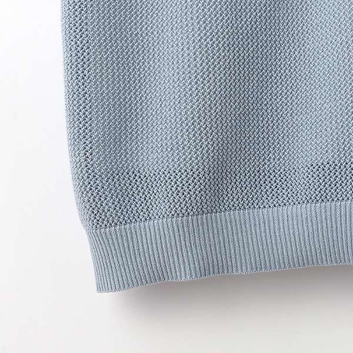 Mesh Short-Sleeve Polo Knitwear,Blue, medium image number 3