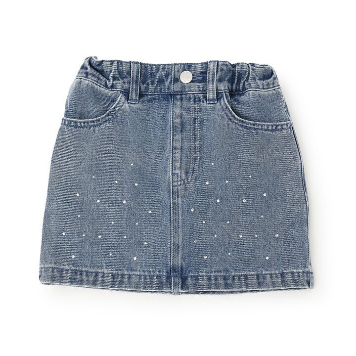 Rhinestone Denim Skirt,Blue, medium image number 6