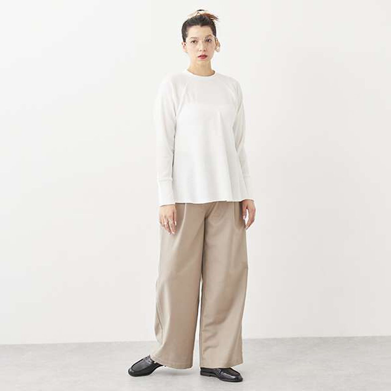 [LADIES] Double Waist Pants,Beige, large image number 4