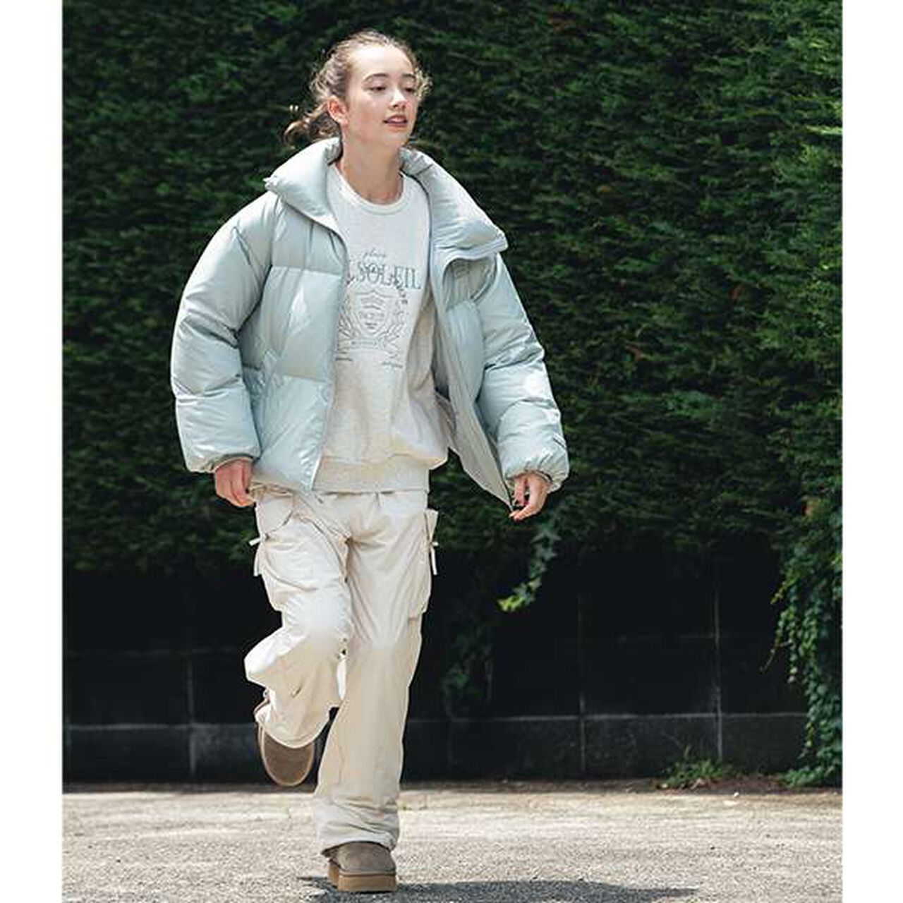 [Warm Lining] Waist Rib Easy Cargo Pants,Ivory, large image number 9