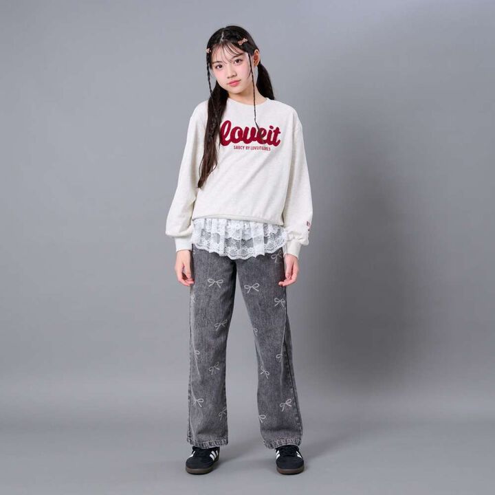 Ribbon Tie-Dye Pants,Gray, medium image number 1