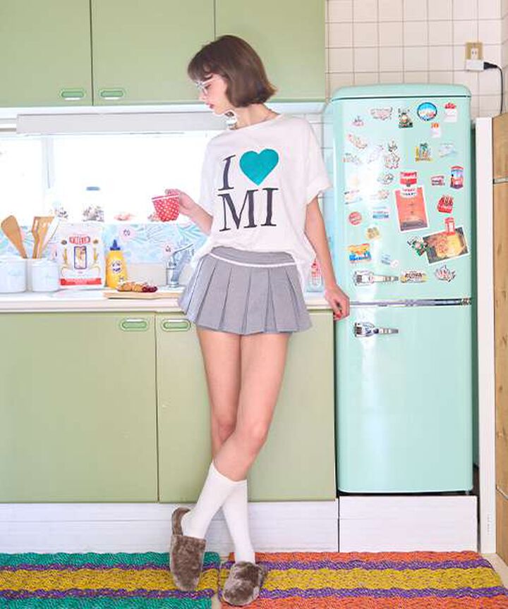 Cardboard Pleats Mini Skirt with Shorts [Korean Fashion],Gray, medium image number 2