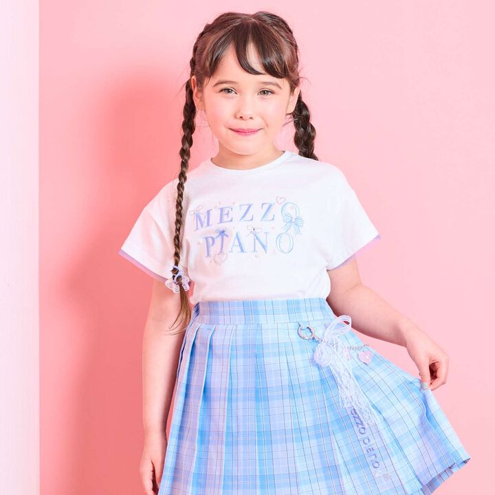 Sparkling Ribbon Logo Embroidered Short Sleeve T-Shirt,, medium