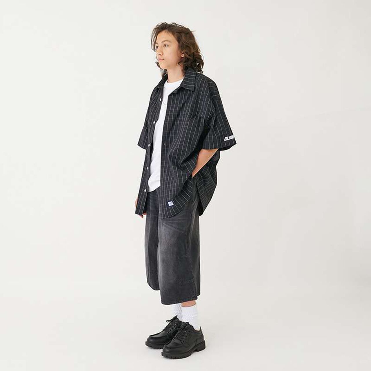 [FORGETNEVER] Check Short-Sleeve Shirt_GLSW,Black, large image number 16