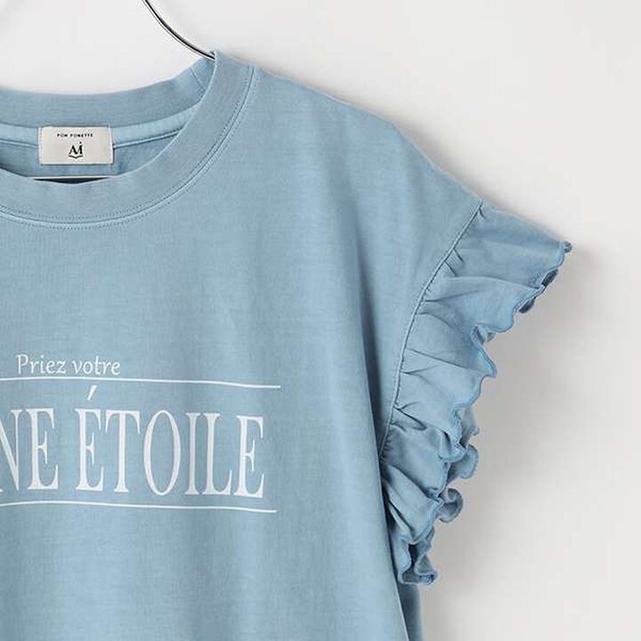[AMI] Sleeve Frill Pigment T-Shirt,Sax blue, medium image number 4