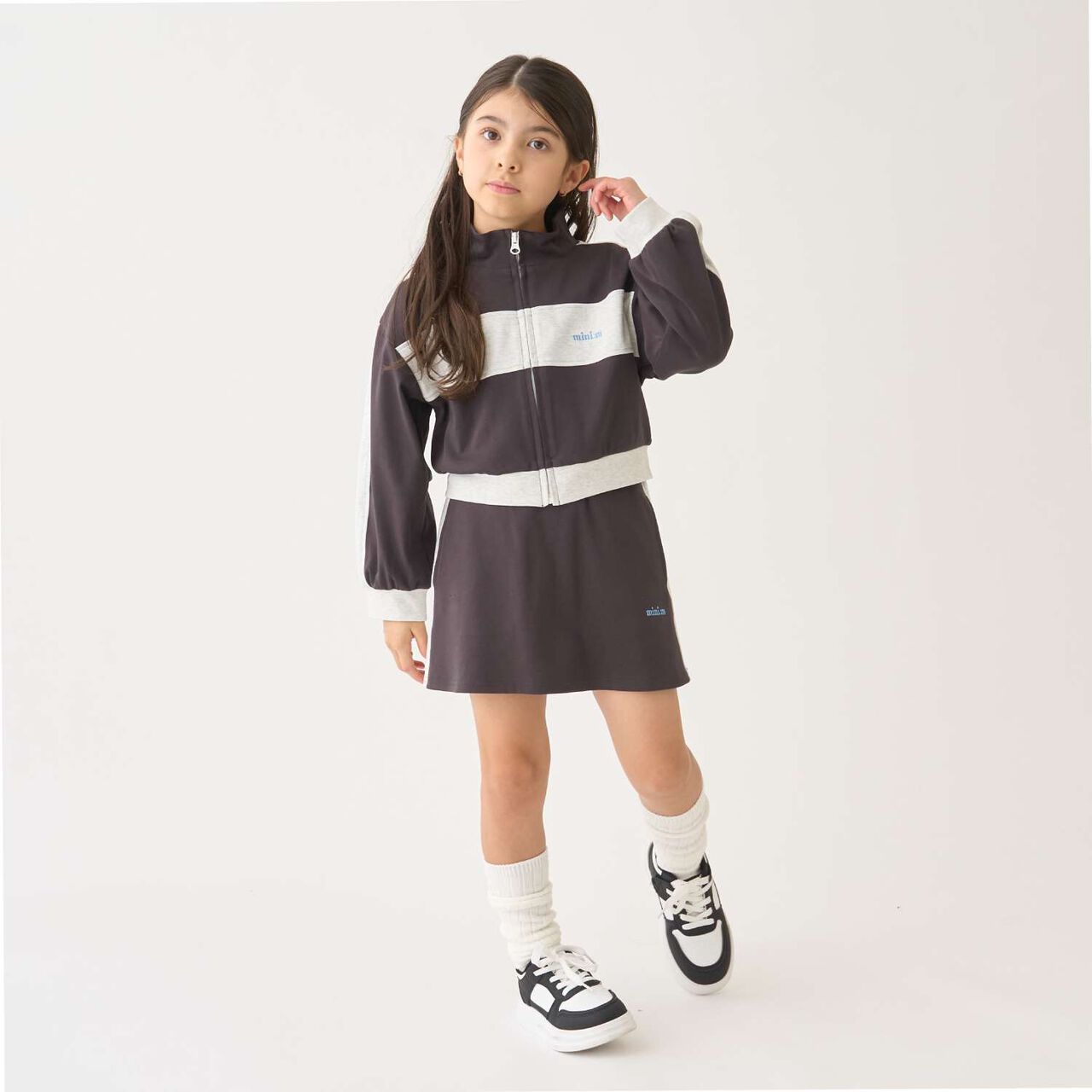 Quick-Dry Track Jacket & Skirt Set,Charcoal gray, large image number 2