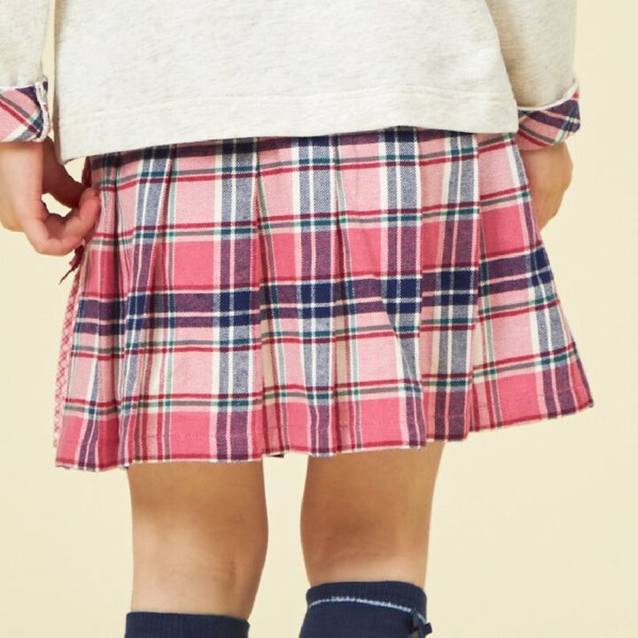 KP Check Pleats Skirt with Shorts (90-160),Pink, medium image number 13