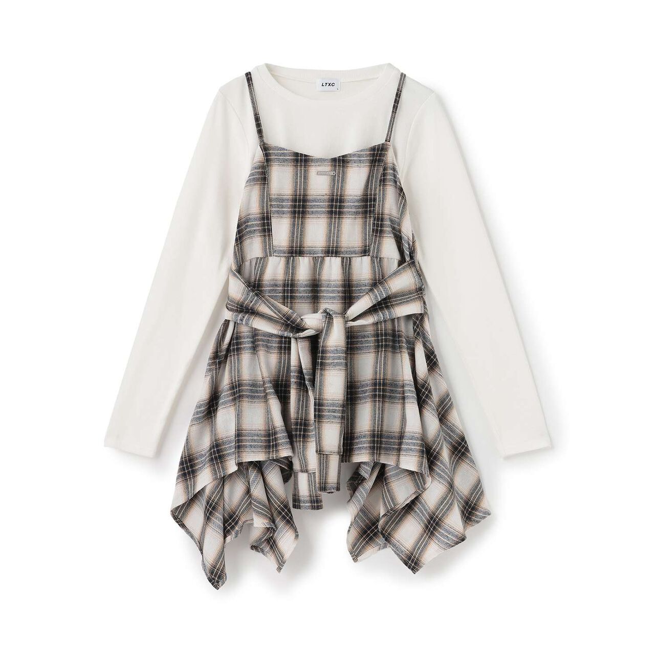 [LTXC] Quick-Dry Absorbent Checkered Camisole Tunic with Inner Lining,Ivory, large image number 8
