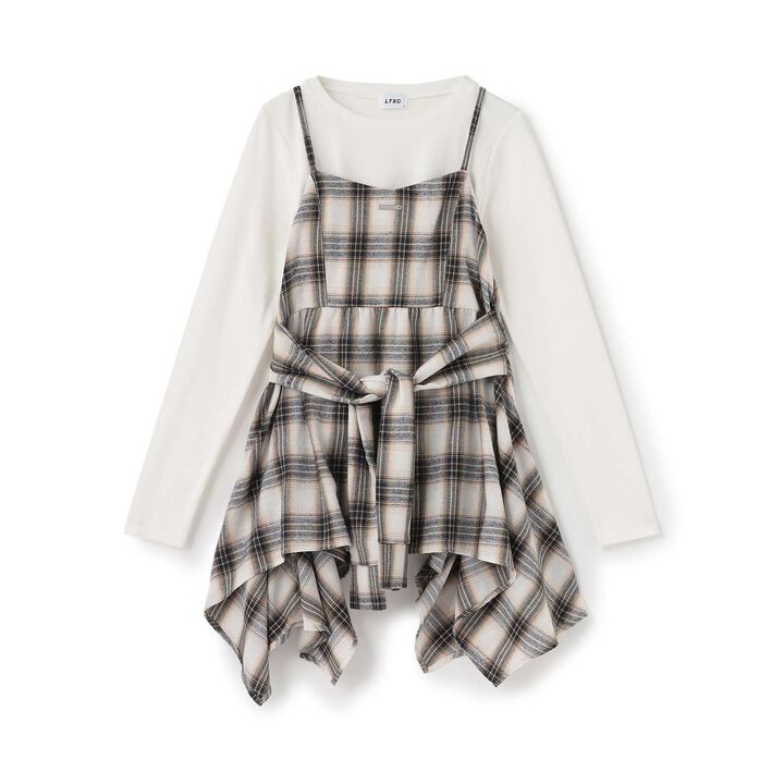 [LTXC] Quick-Dry Absorbent Checkered Camisole Tunic with Inner Lining,Ivory, medium image number 8