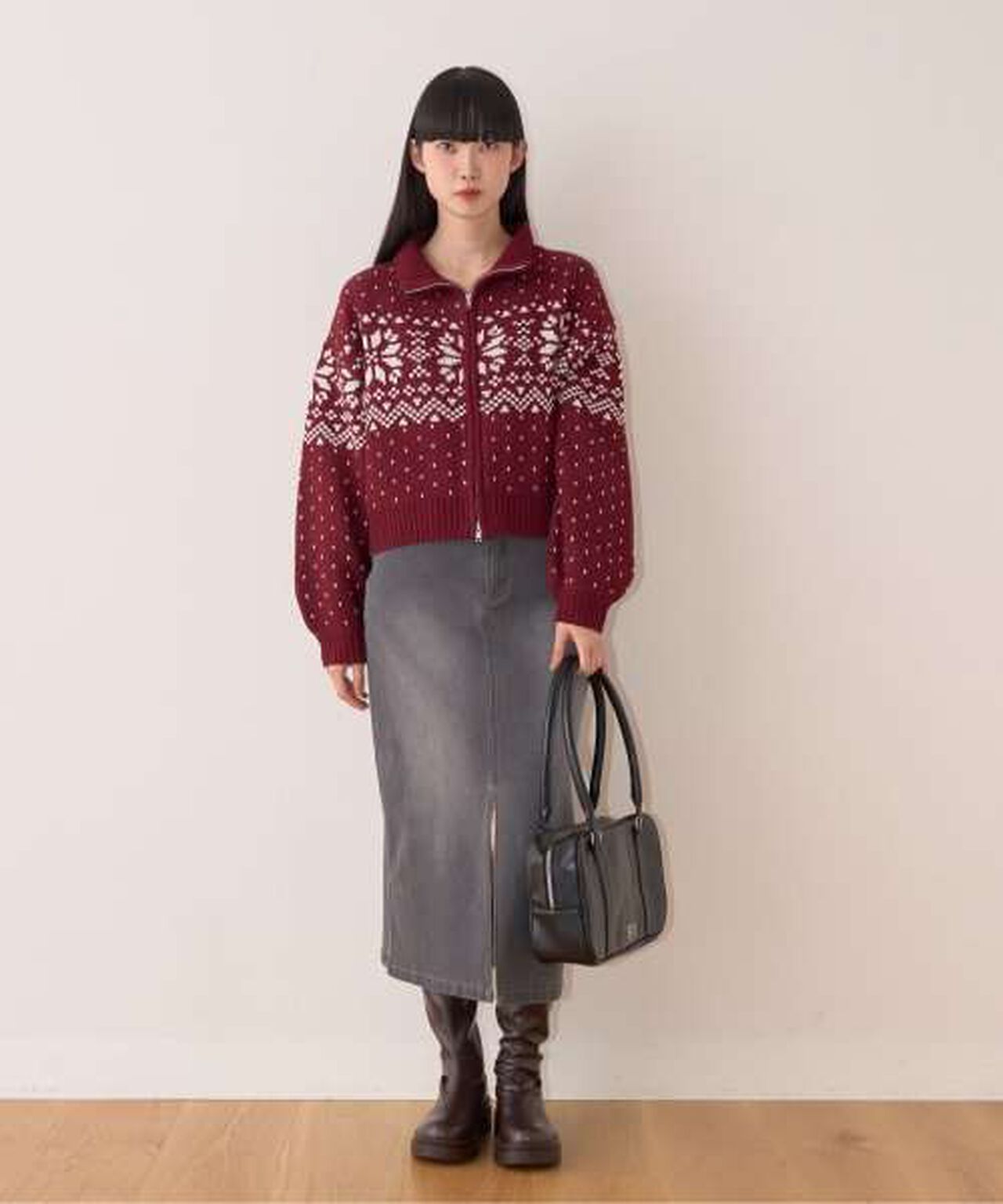 Denim Long Skirt,Gray, large image number 8