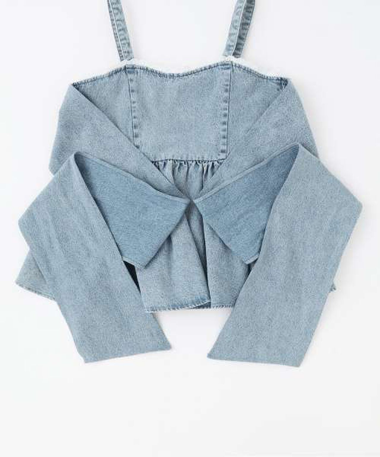 Denim Ribbon Bustier,Deep blue, large image number 10