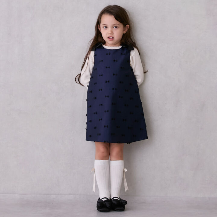 Link Shoulder Ribbon Jumper Skirt,Navy, medium image number 4