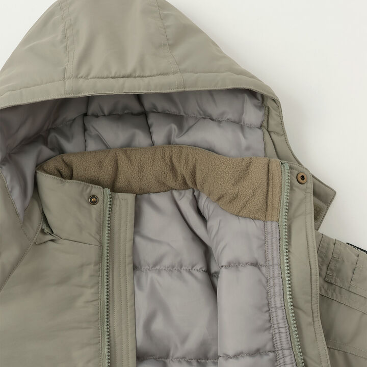 Washable MA1 Style Removable Hood Jacket,Khaki, medium image number 23