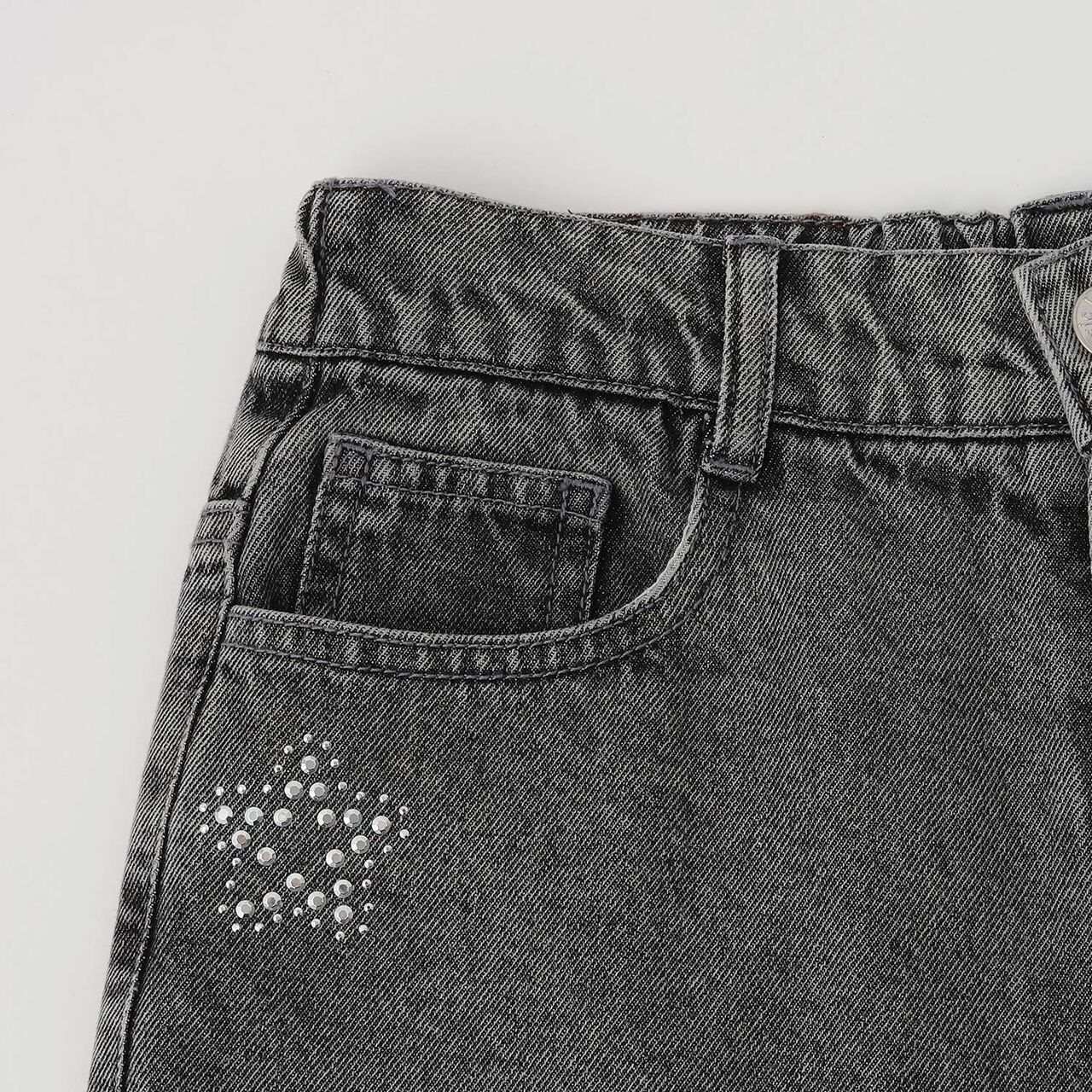Sparkling Motif Wide Denim Pants,Navy, large image number 7