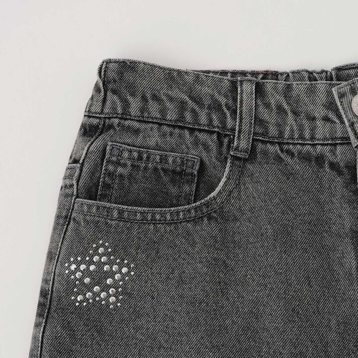 Sparkling Motif Wide Denim Pants,Navy, medium image number 7