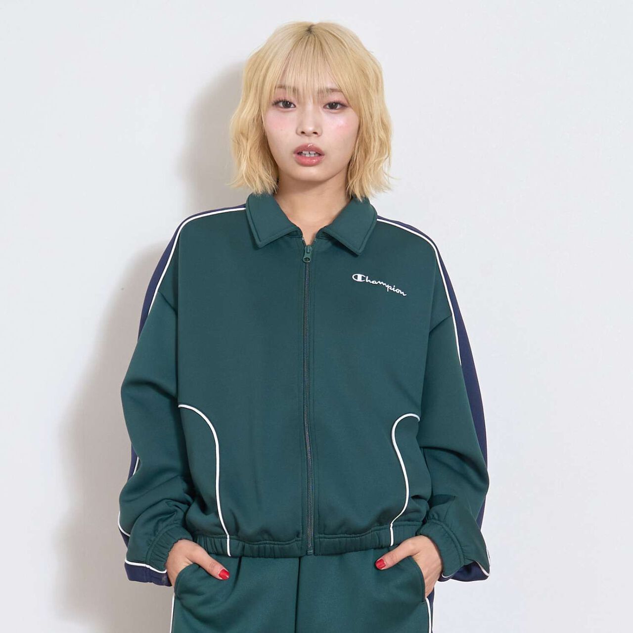 [Champion] Track Bomber Jacket,Green, large image number 0
