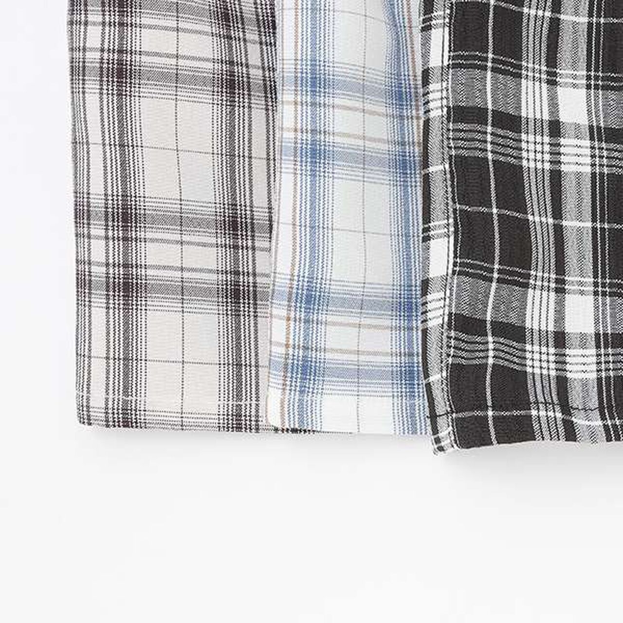 Drawstring Short-Sleeve Checkered Shirt,Blue, large image number 16