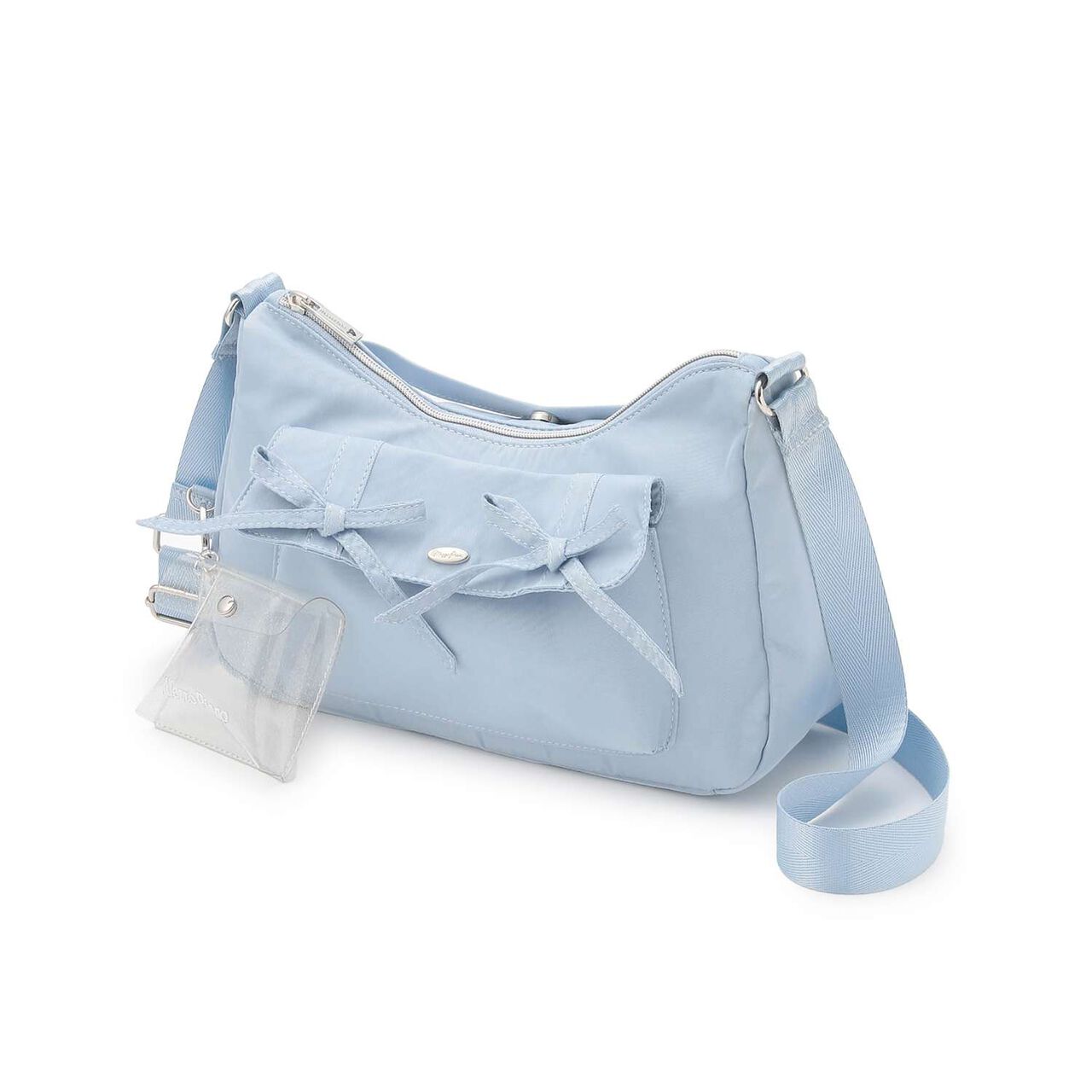 Sparkling Ribbon Shoulder Bag with Pouch,Light blue, large image number 0