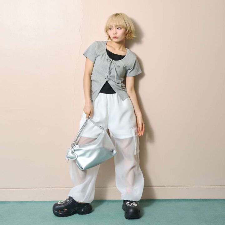 Charm-Embellished Faux Leather Shoulder Bag,, medium