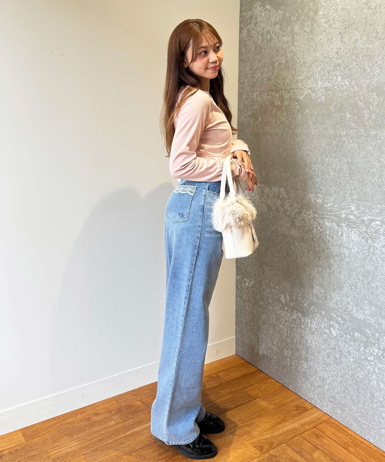 Hem Frill Rhinestone T-Shirt [Korean Fashion],Pink, large image number 5