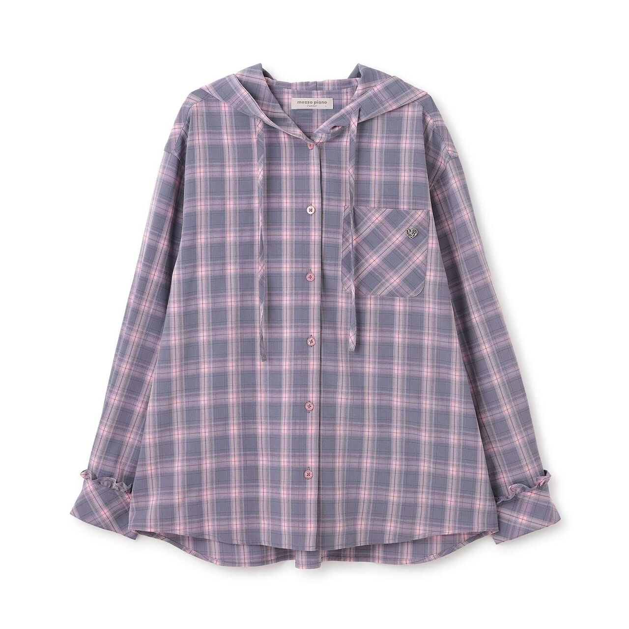 Hooded Checkered Shirt,Black, large image number 7