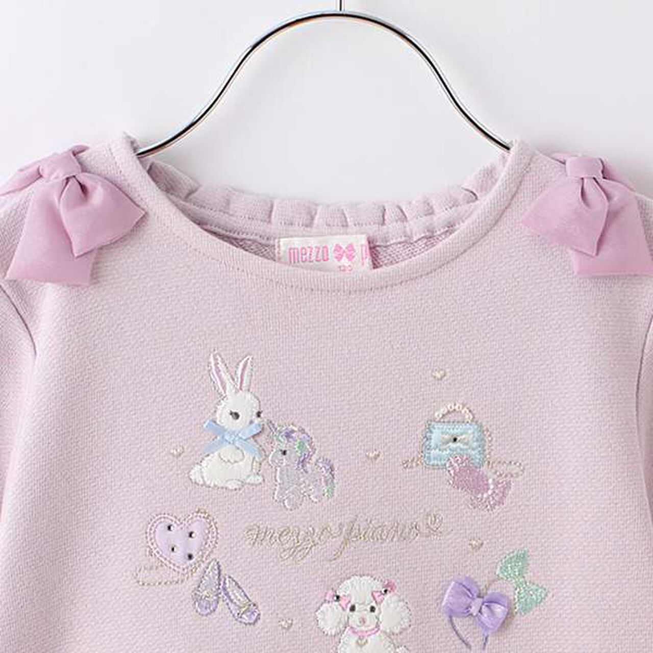 Embroidered Scalloped Hem Sweater,Light pink, large image number 2