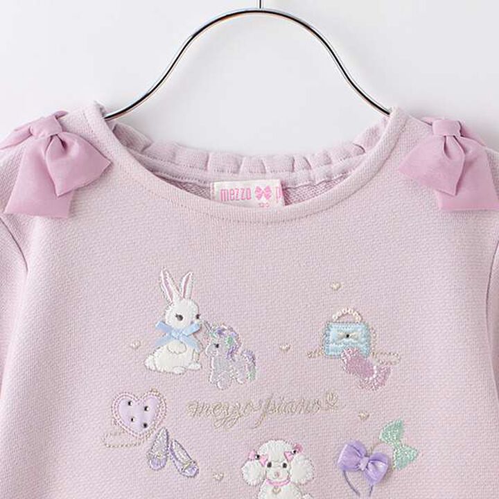 Embroidered Scalloped Hem Sweater,Light pink, medium image number 2