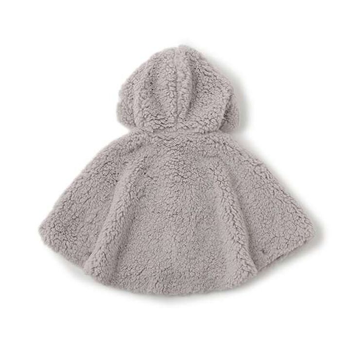 Fluffy Hooded Cape,Pearl white, medium image number 1