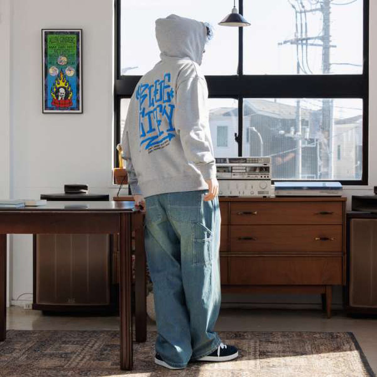 Quick-Dry Resistant to Pilling Back Print Zip-Up Big Parka,Top gray, large image number 8