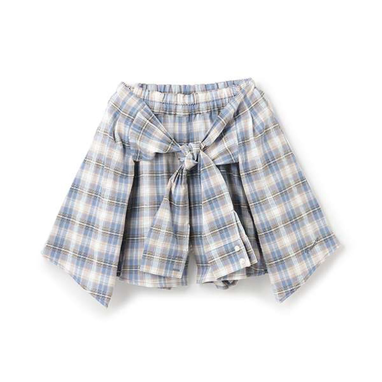 Shirt-Wrapped Checkered Culottes,Brown, large image number 10