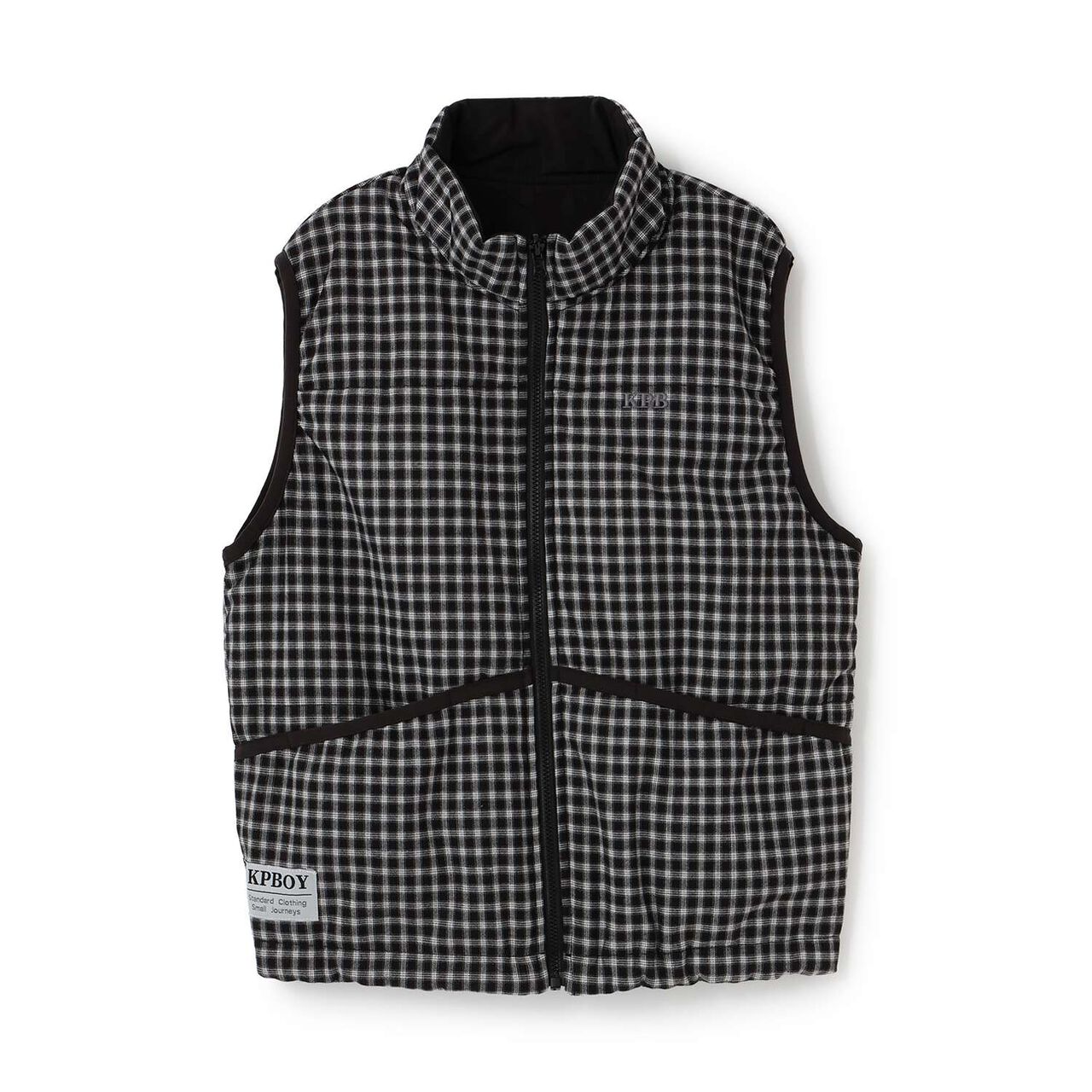 [Reversible] Taffeta &times; Check Vest,Navy, large image number 5