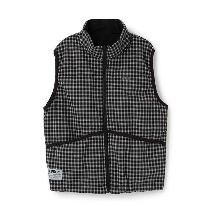 [Reversible] Taffeta &times; Check Vest,Navy, medium image number 5