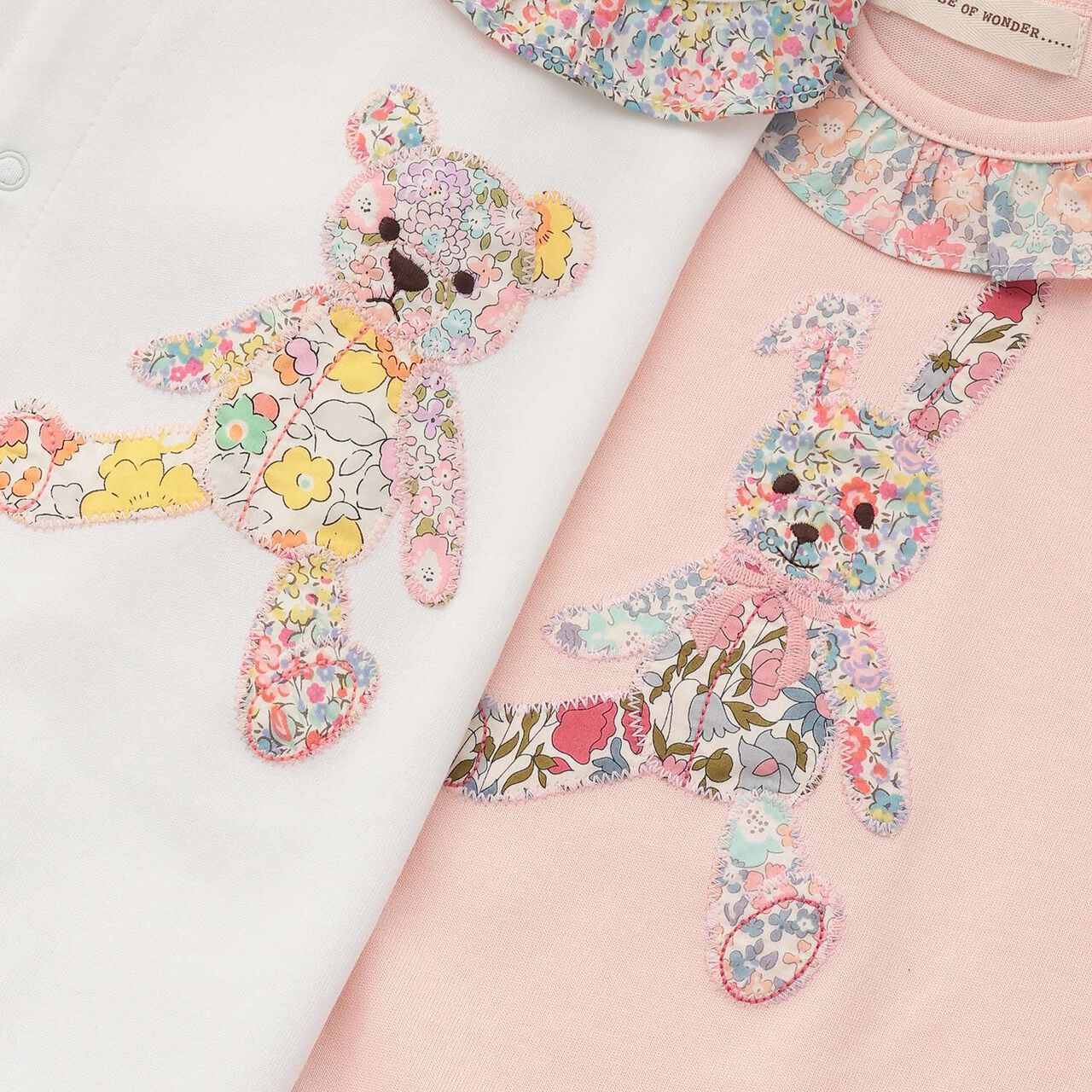 Liberty Rabbit & Bear Appliqu&eacute; 2WAY Romper,Pearl white, large image number 4