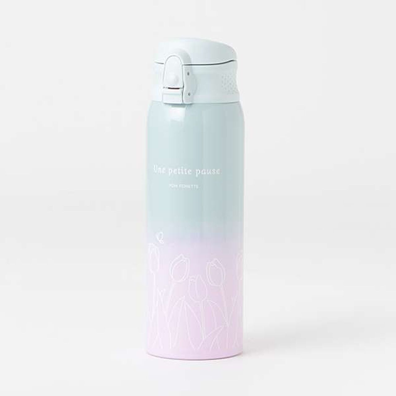Lightweight Gradient Tulip Pattern Water Bottle (480ml),Emerald green, large image number 0