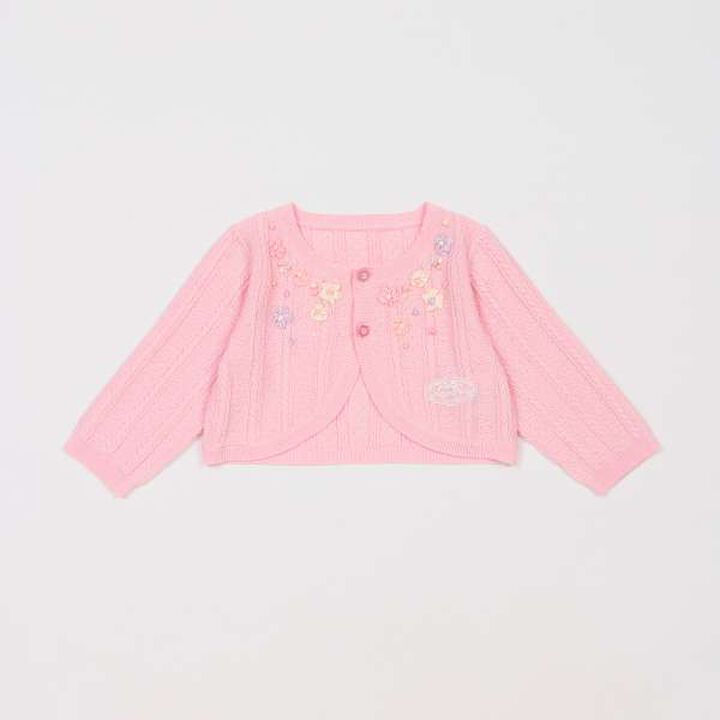 Ribbon Embroidery Knit Bolero,Off white, medium image number 7