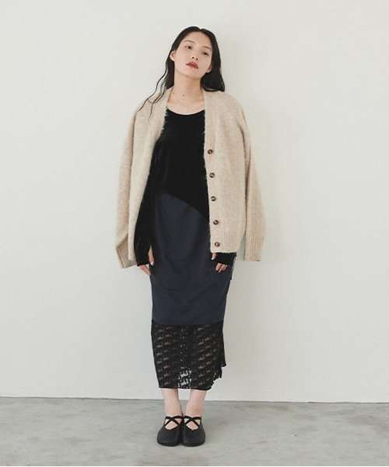 Reversible Lace Skirt,Charcoal gray, large image number 9