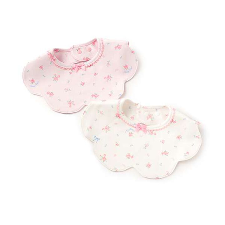 Small Floral Scallop Trim Bib,Light pink, medium image number 6