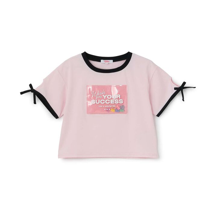 [Cool Touch] Lame Clear Patch Short-Sleeve Ribbon T-Shirt,Black, medium image number 23