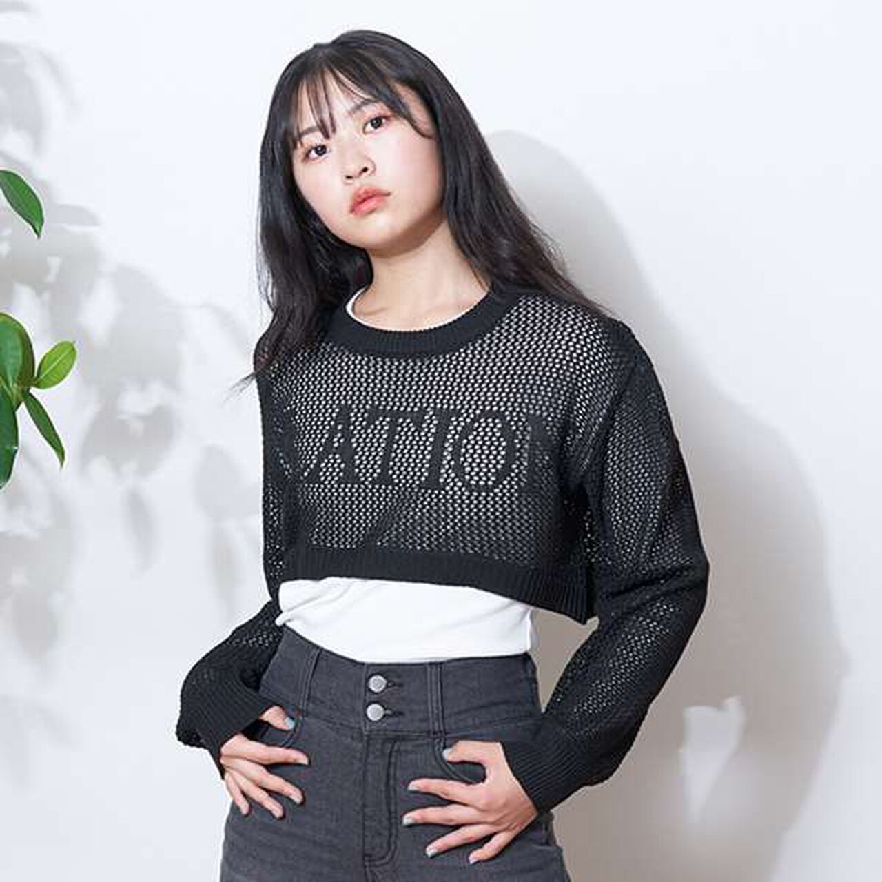 LTXC - Mesh Knit with Inner Layer,Black, large image number 0