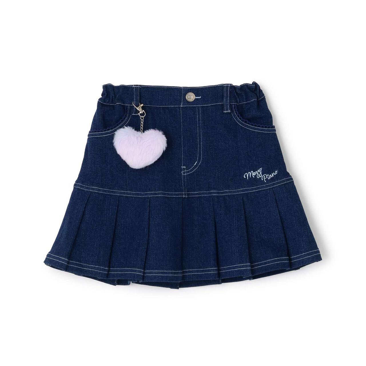 [Restock] Faux Fur Charm Pleated Skirt-Pants,Navy, large image number 0