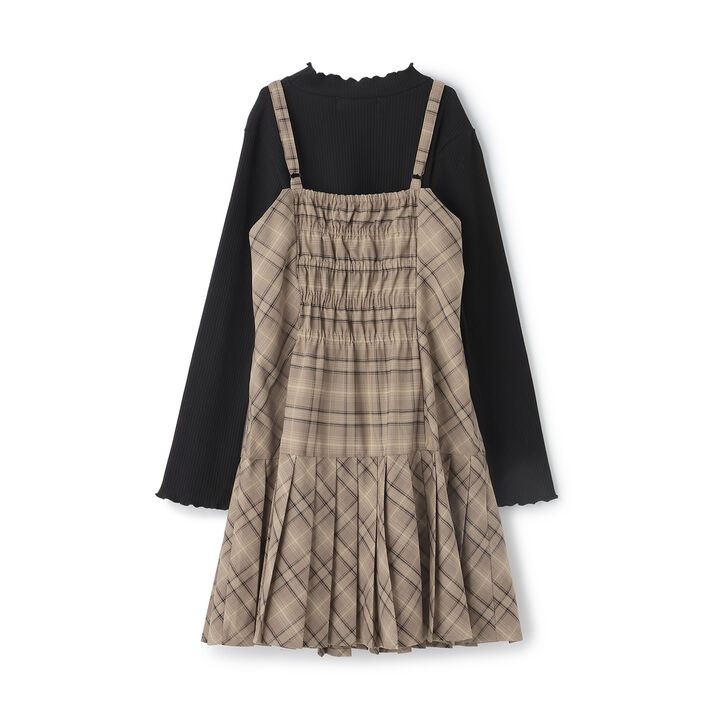 Twin Ribbon Jumper Skirt & T-Shirt Set,Brown, medium image number 6