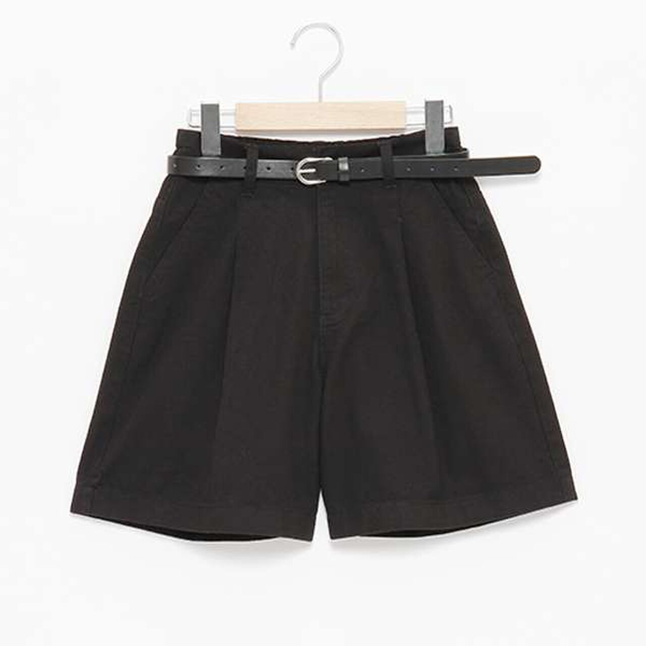 Belted Tuck Half Pants,Beige, large image number 3